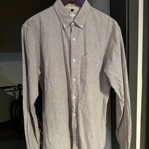 Apolis Global Citizen Shirt Mens large Beige Tan Button Down Long Sleeve Cotton